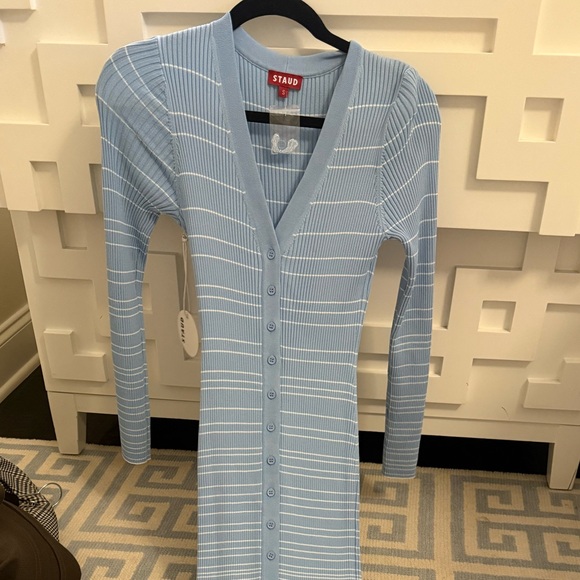 STAUD Light Blue Shoko Sweater Dress, new with tags - Picture 3 of 6